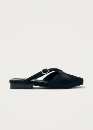Adria Soft Black Leather Mules