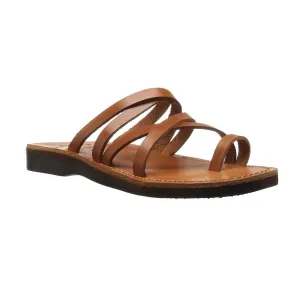 Ariel - Leather Cross Strap Sandal | Honey