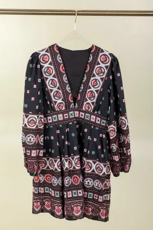 Belle Printed Dress - Black