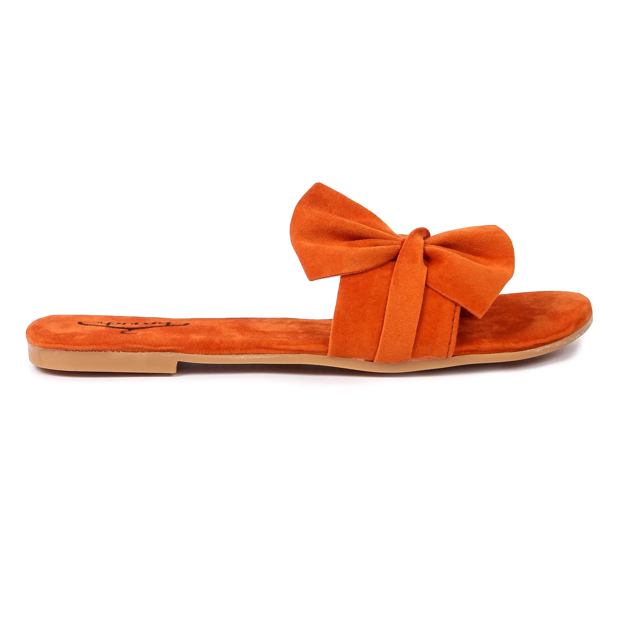Brauch Women's Orange Suede Bow Flats/Slippers