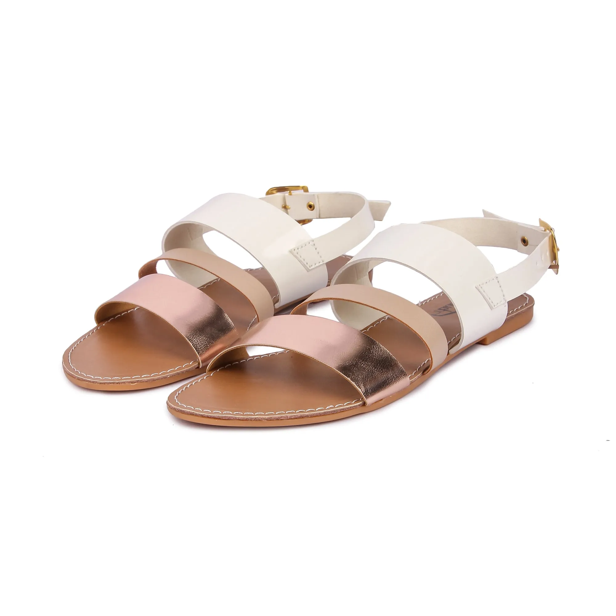 Brauch Women's White Metallic Flats