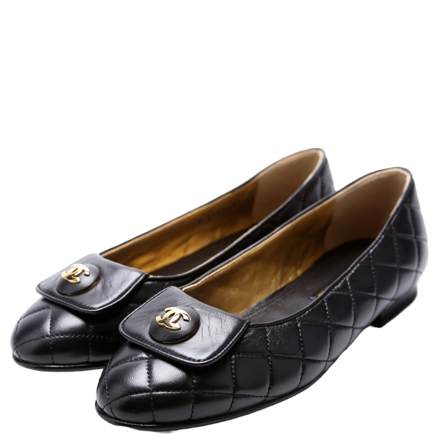 CC Ballerina Flats Quilted Size 37.5 Black
