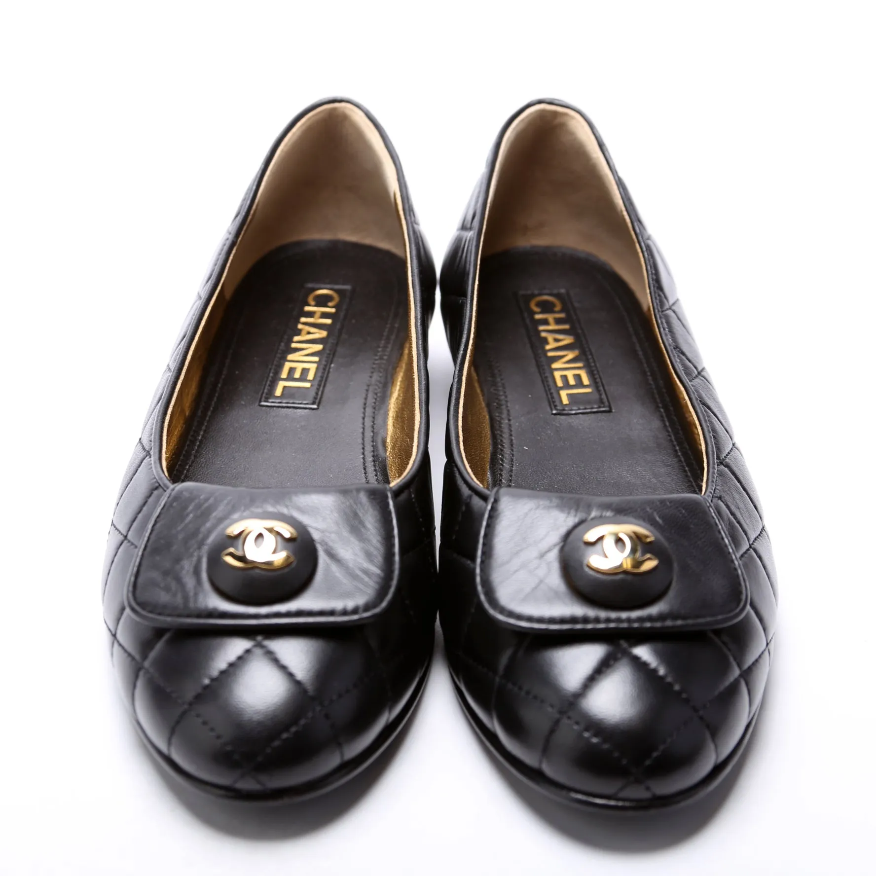 CC Ballerina Flats Quilted Size 37.5 Black