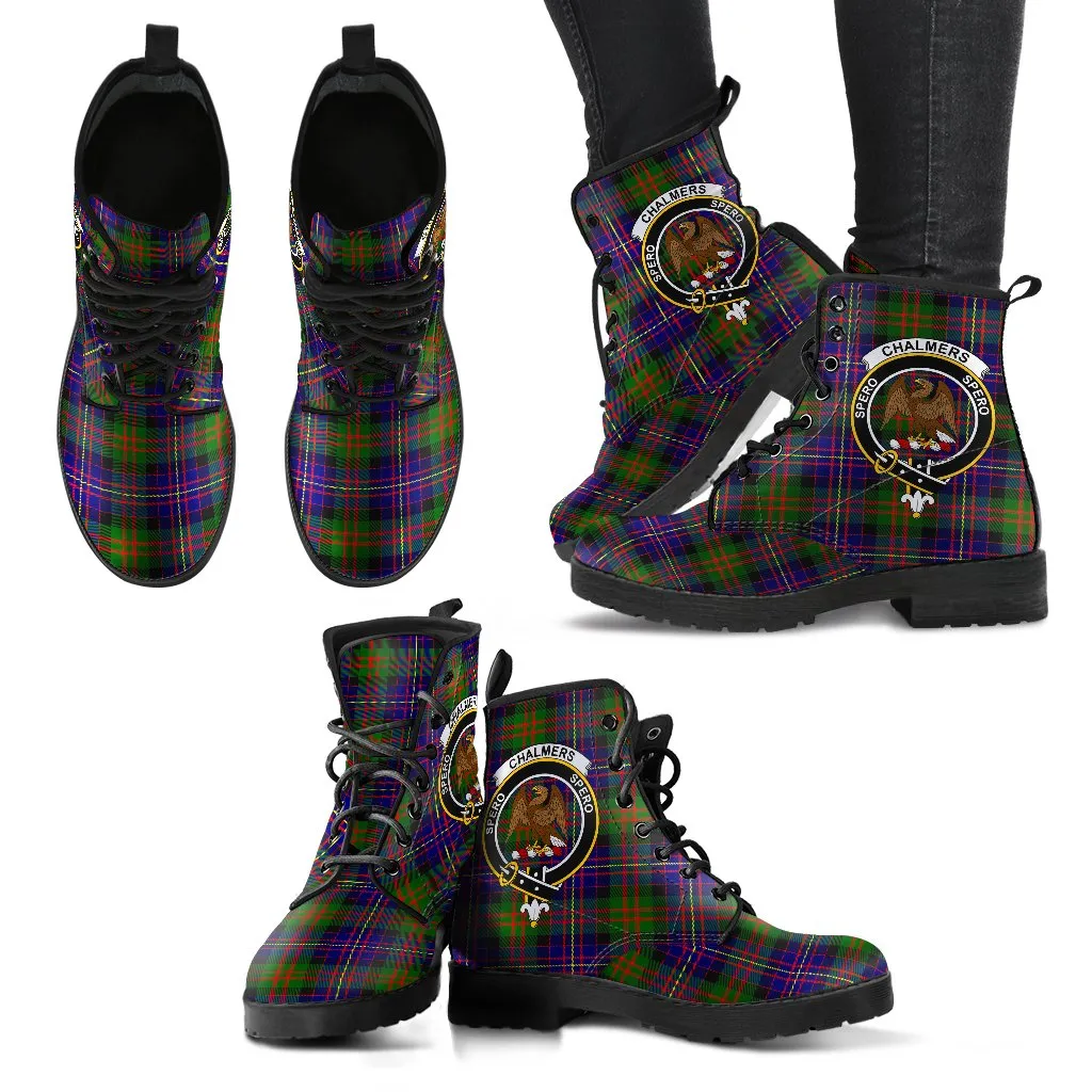 Chalmers Modern Tartan Clan Badge Leather Boots