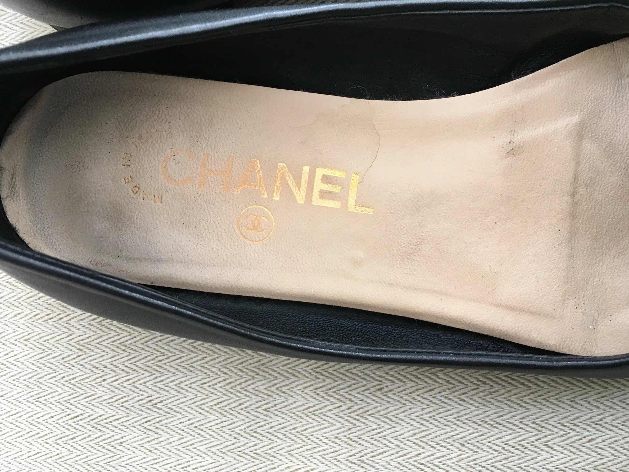 CHANEL LEATHER CAMELLIA FLATS SHOES SIZE 36 LADIES