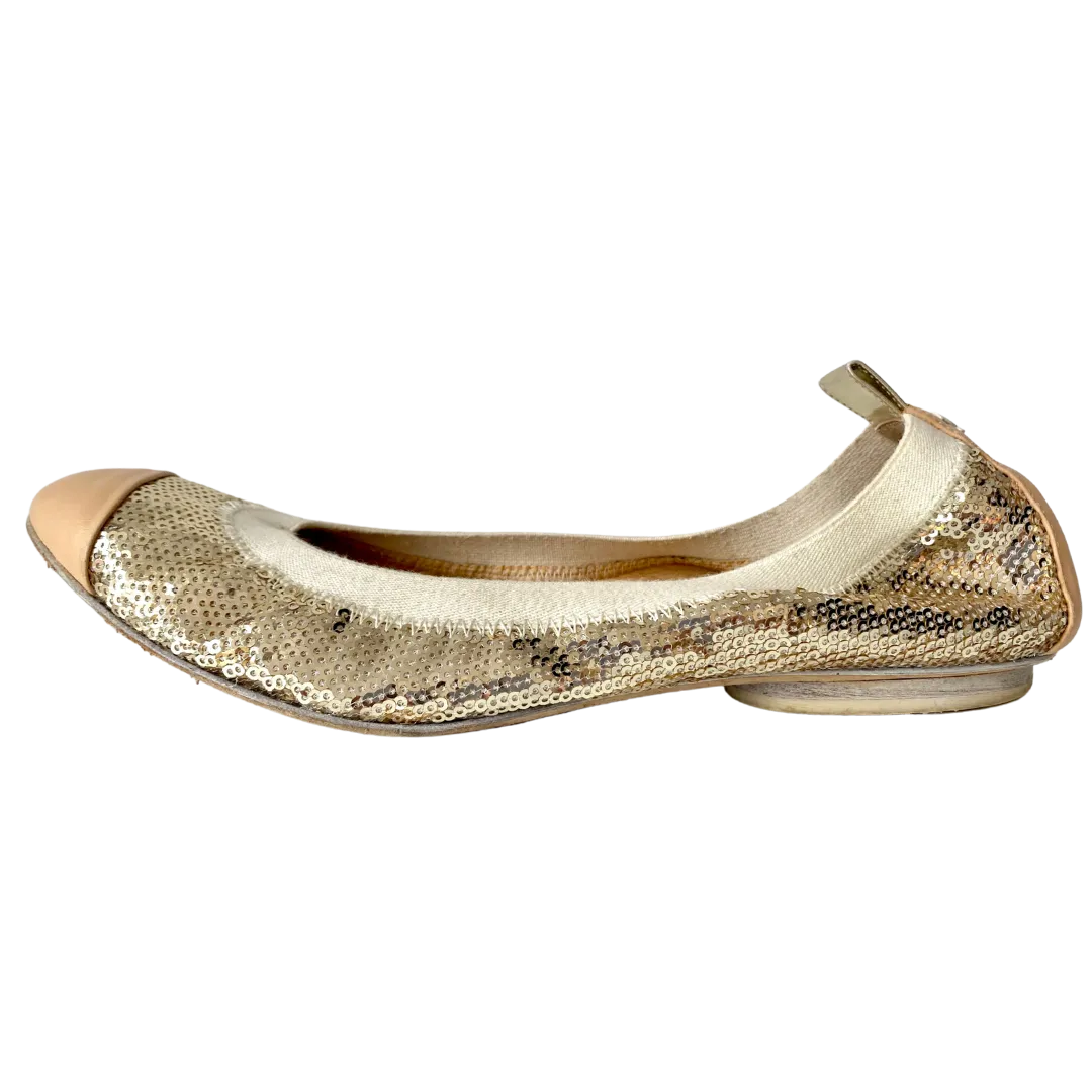 Chanel Sequin Lambskin Cap Toe Ballerina Flats