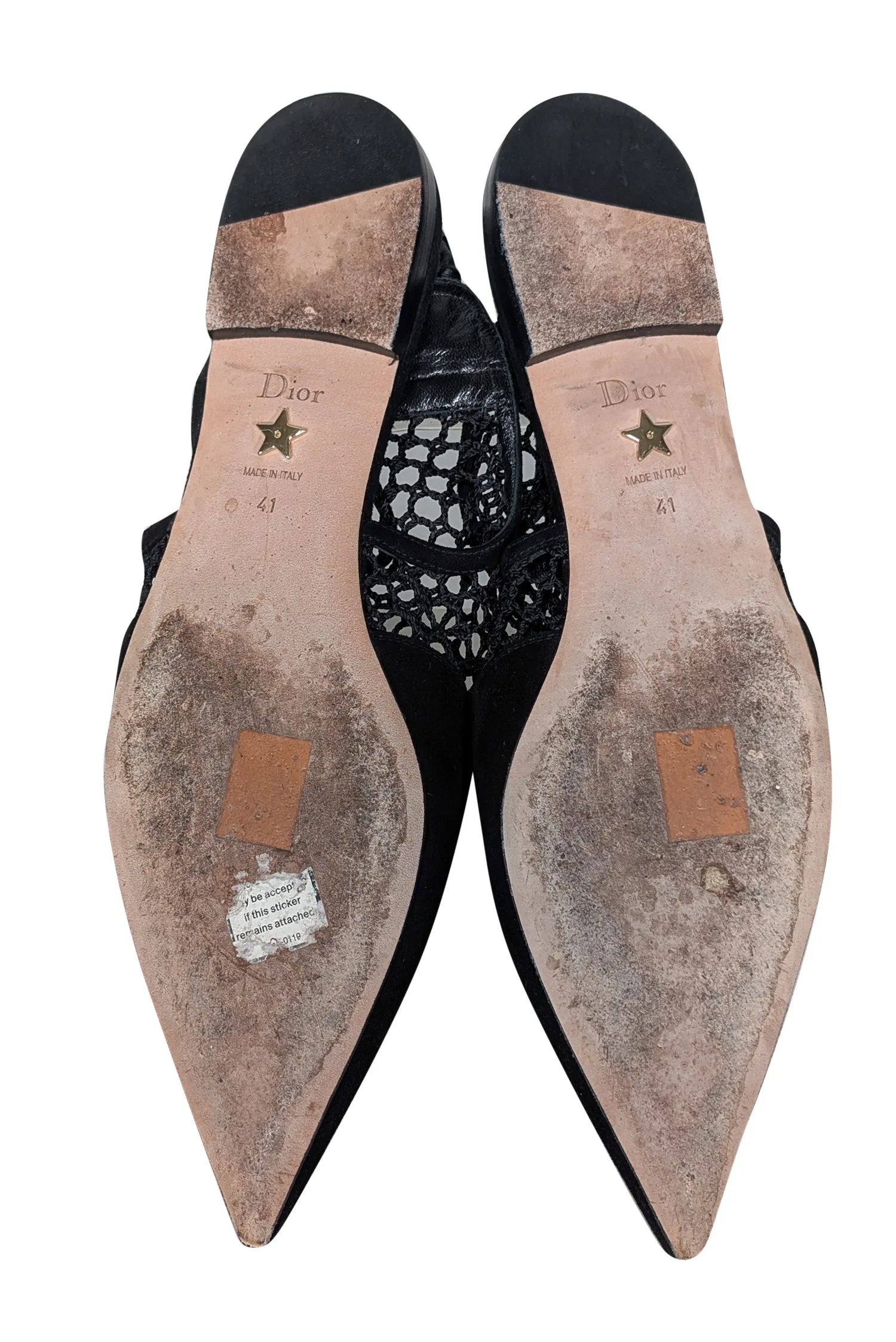 Christian Dior - Black Suede Netting Slingback Flats Sz 11