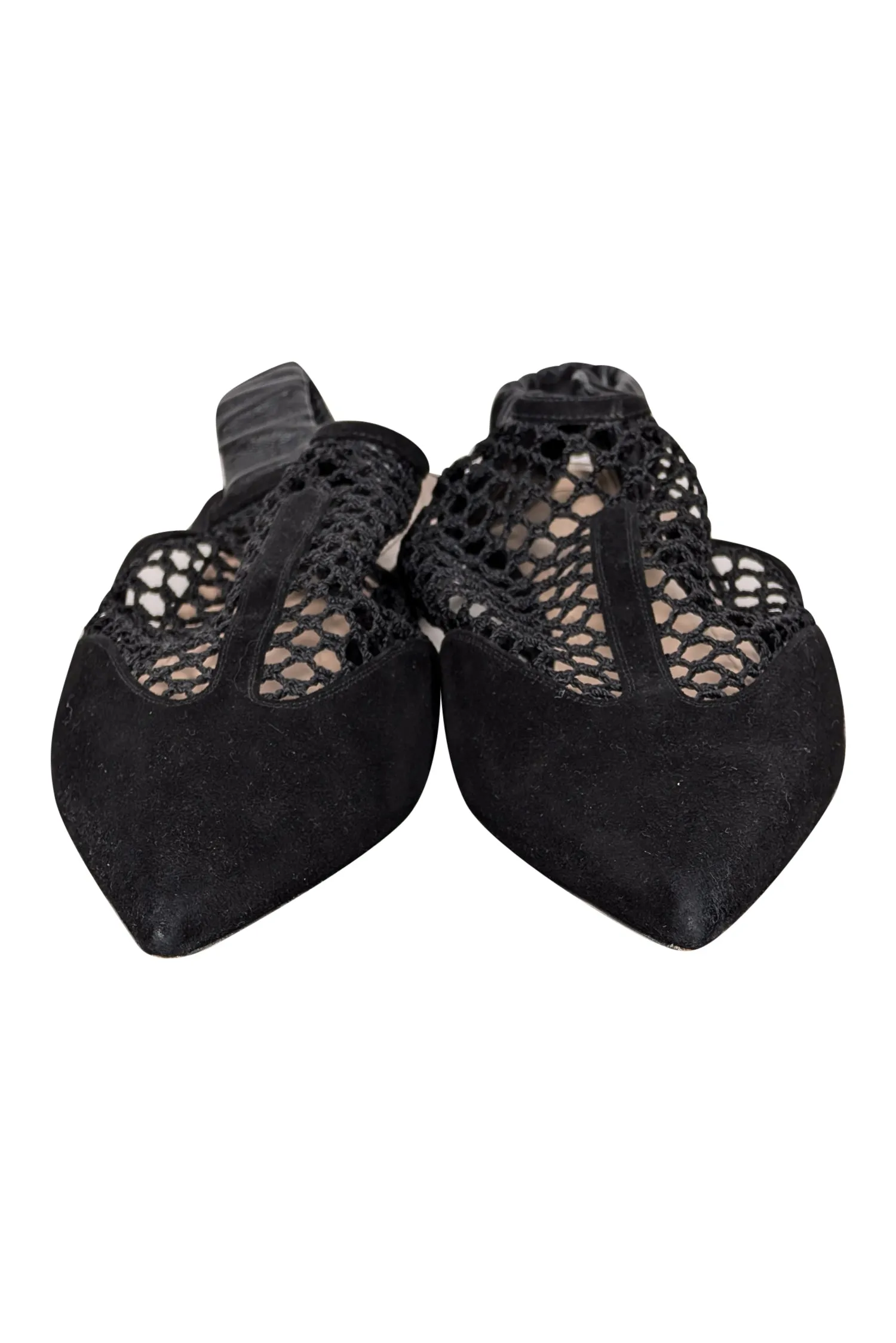 Christian Dior - Black Suede Netting Slingback Flats Sz 11