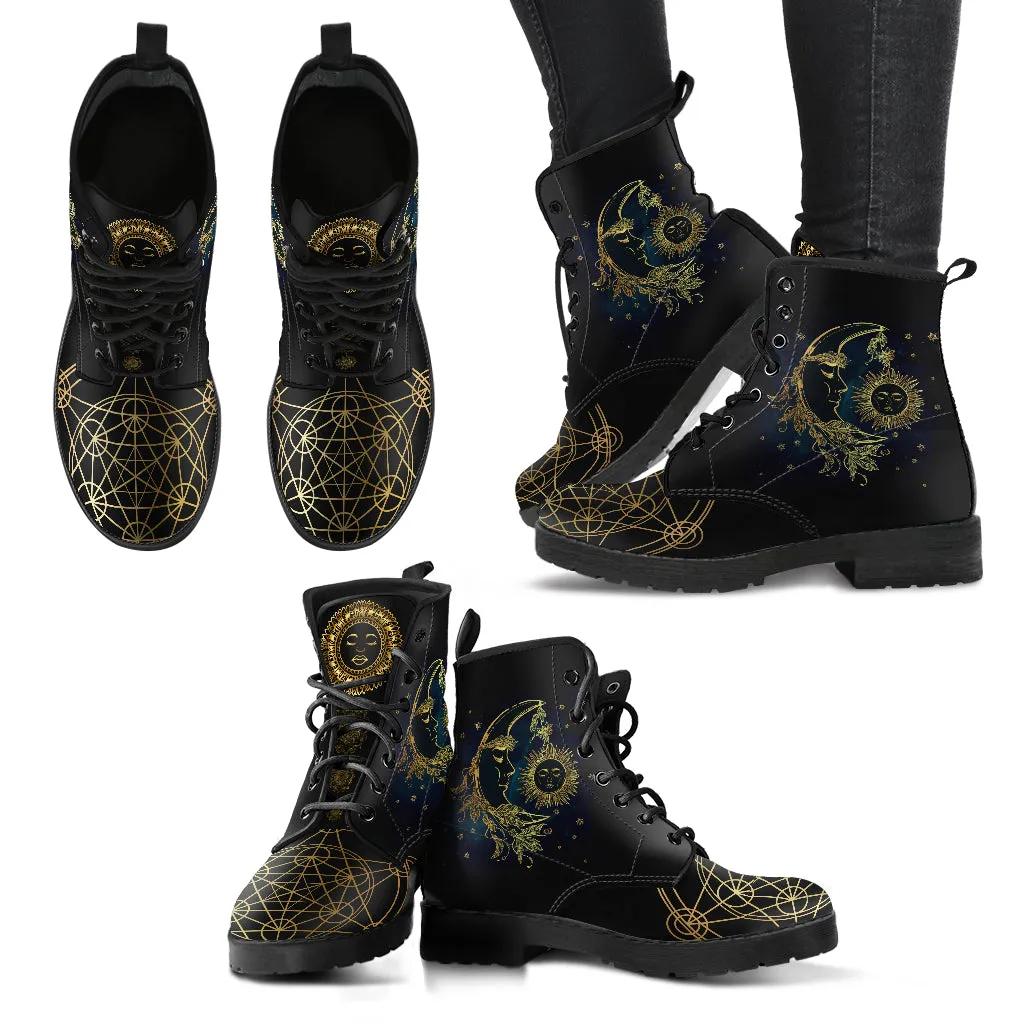 Combat Boots for Women - Sun & Moon Women's Vegan Leather Boots