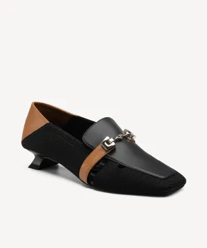 Commuter Square Toe  High Heel Loafers