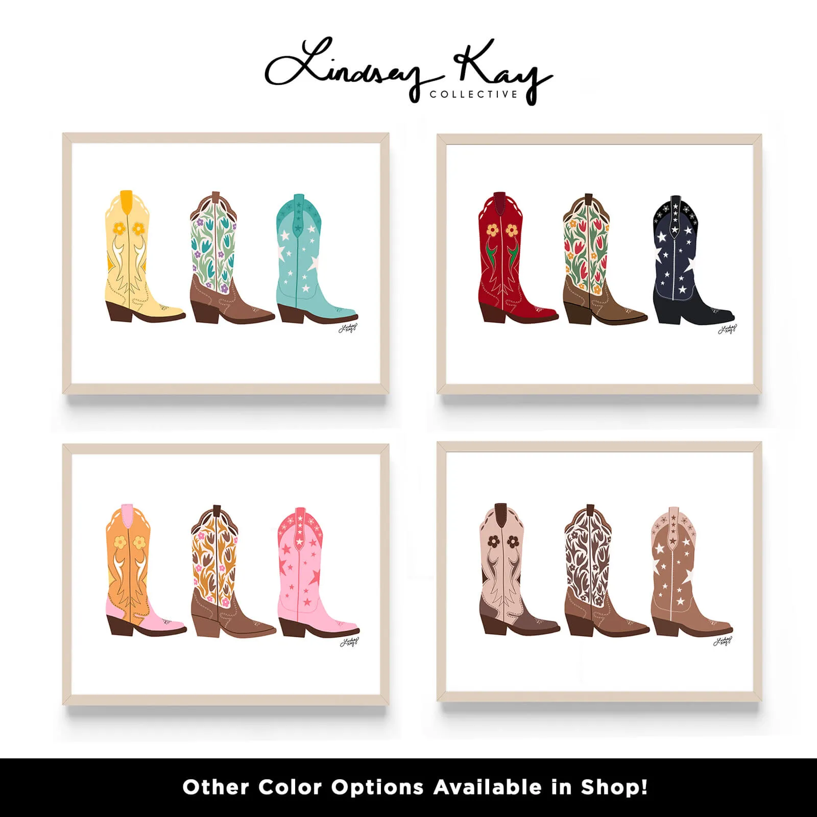Cowboy Boots Illustration (Brown Palette) - Art Print
