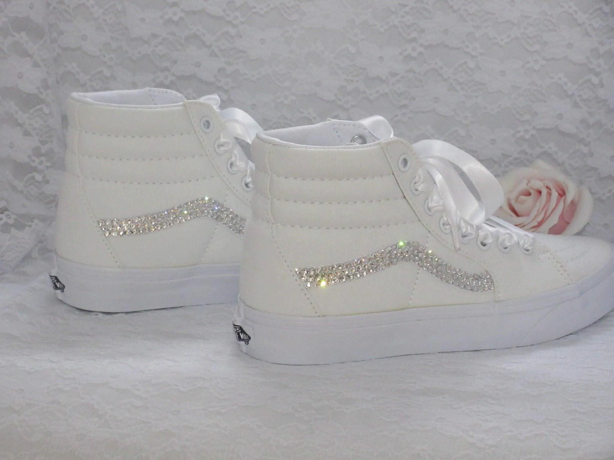 Custom Crystal Old Skool Vans, Wedding Bridal Sneakers, Bling Sneakers Crystal Sneakers.