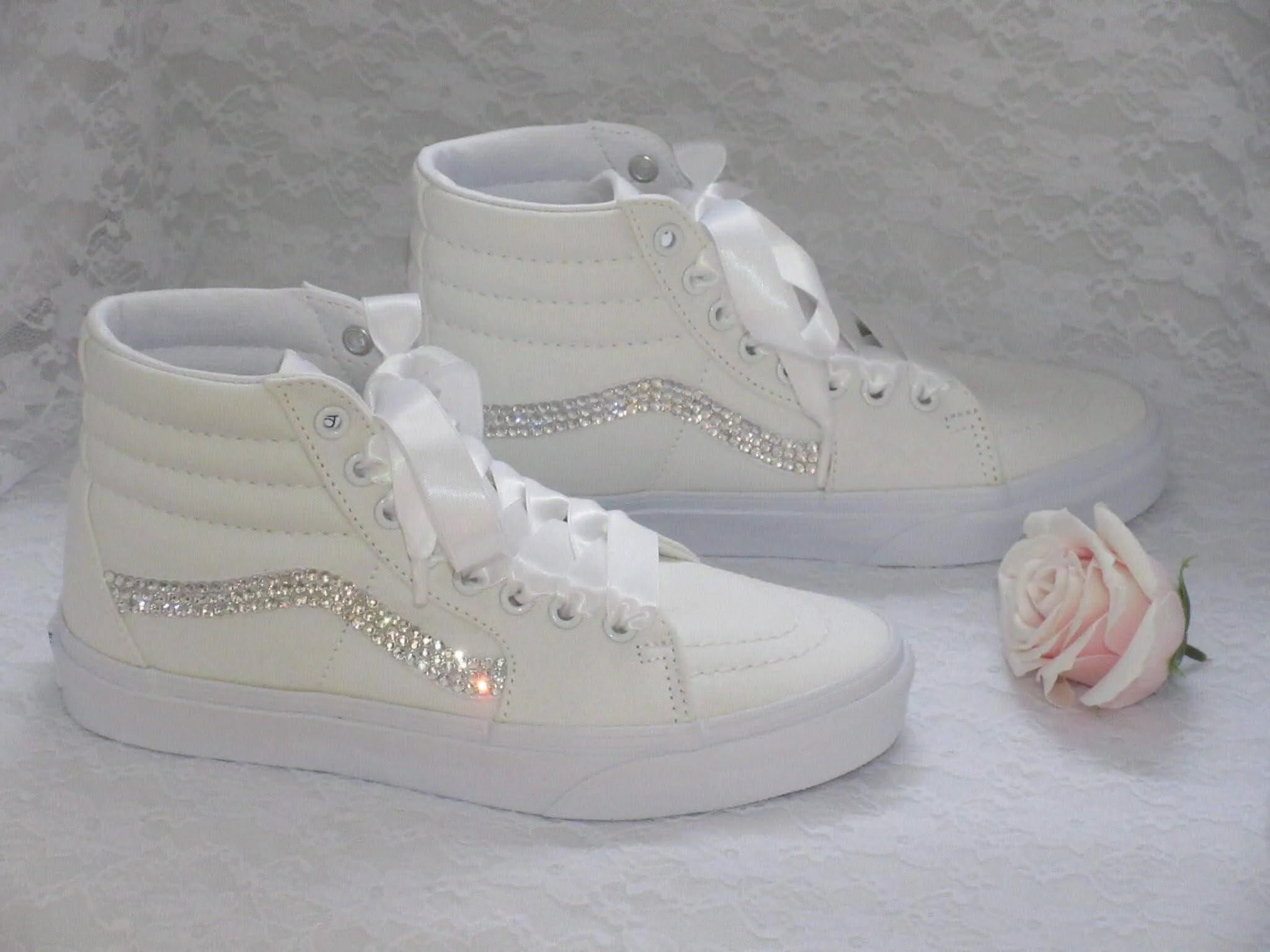 Custom Crystal Old Skool Vans, Wedding Bridal Sneakers, Bling Sneakers Crystal Sneakers.