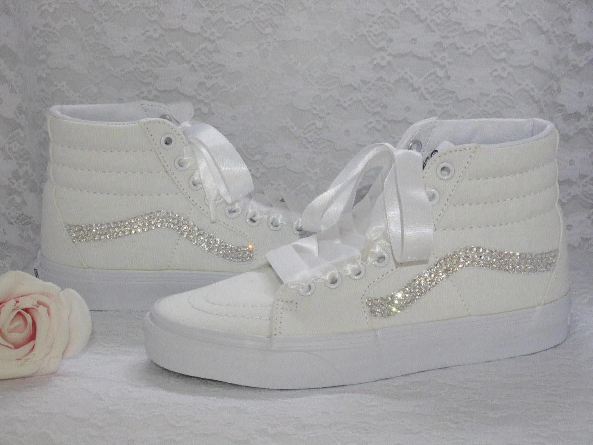 Custom Crystal Old Skool Vans, Wedding Bridal Sneakers, Bling Sneakers Crystal Sneakers.