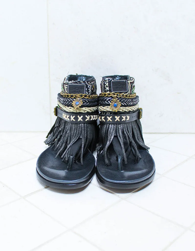 Custom Made Boho Sandals in Black | SIZE 41