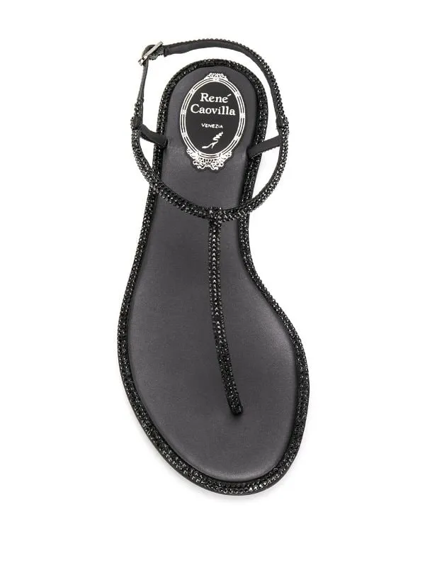 Diana Black Crystal Embellished Sandals(carryover style)