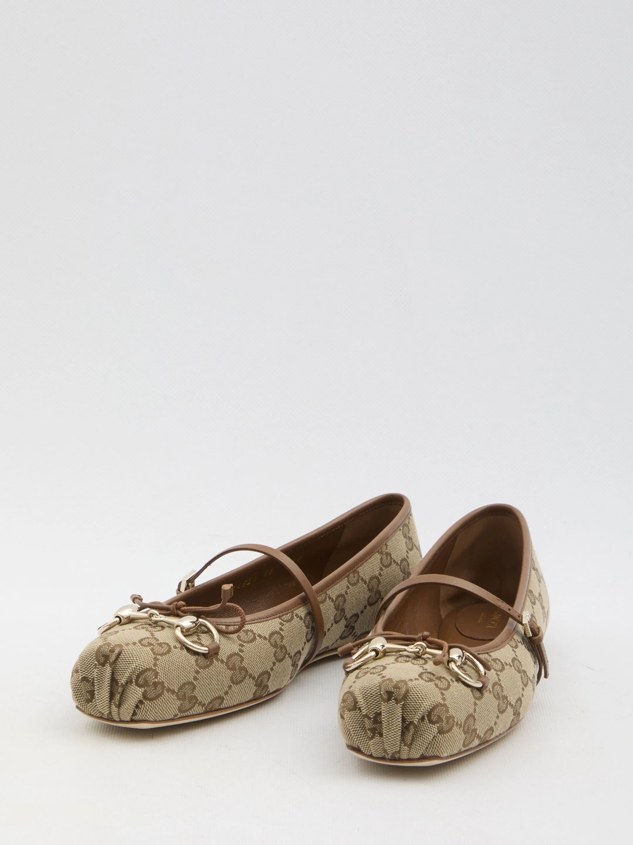 Gucci Horsebit Ballet Flats In Beige
