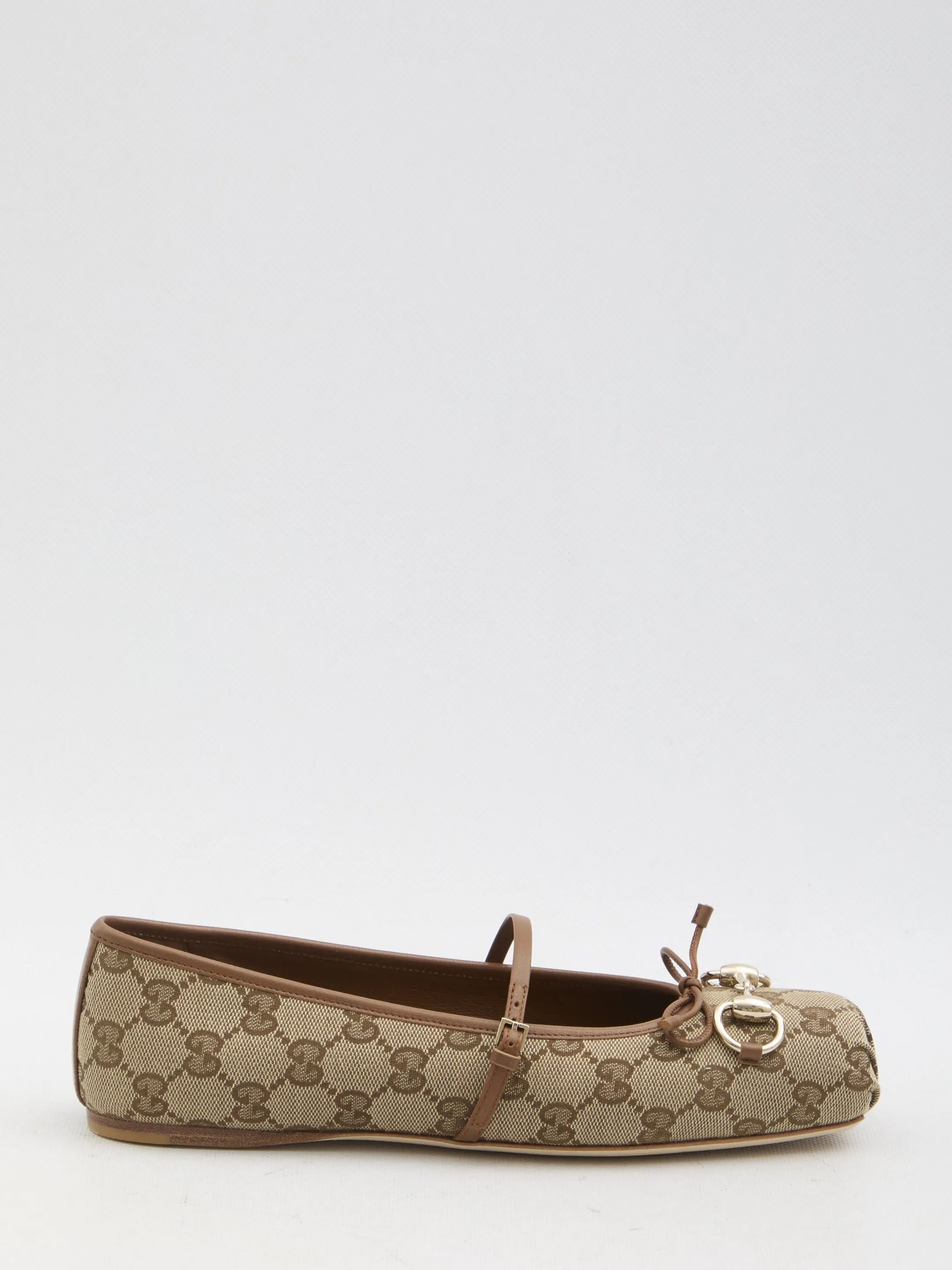 Gucci Horsebit Ballet Flats In Beige