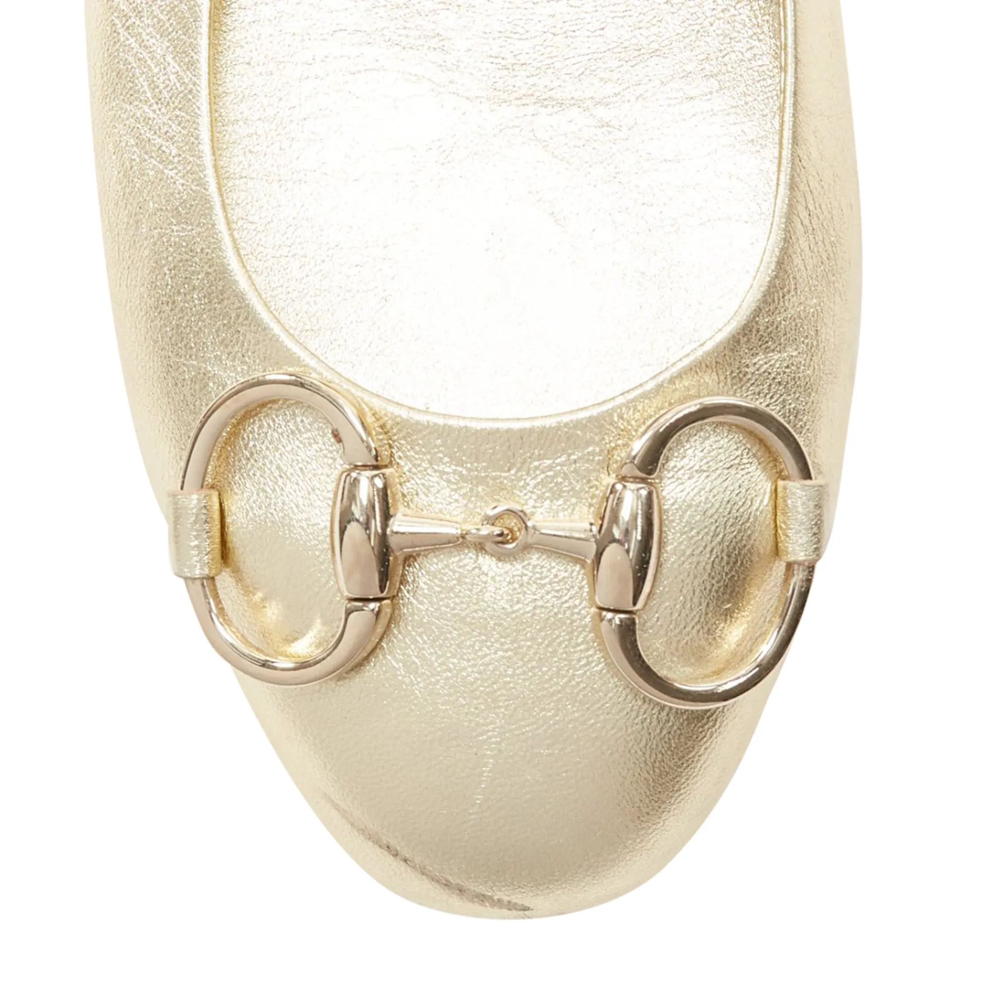 Gucci metallic Horsebbuckle round toe ballerina flats