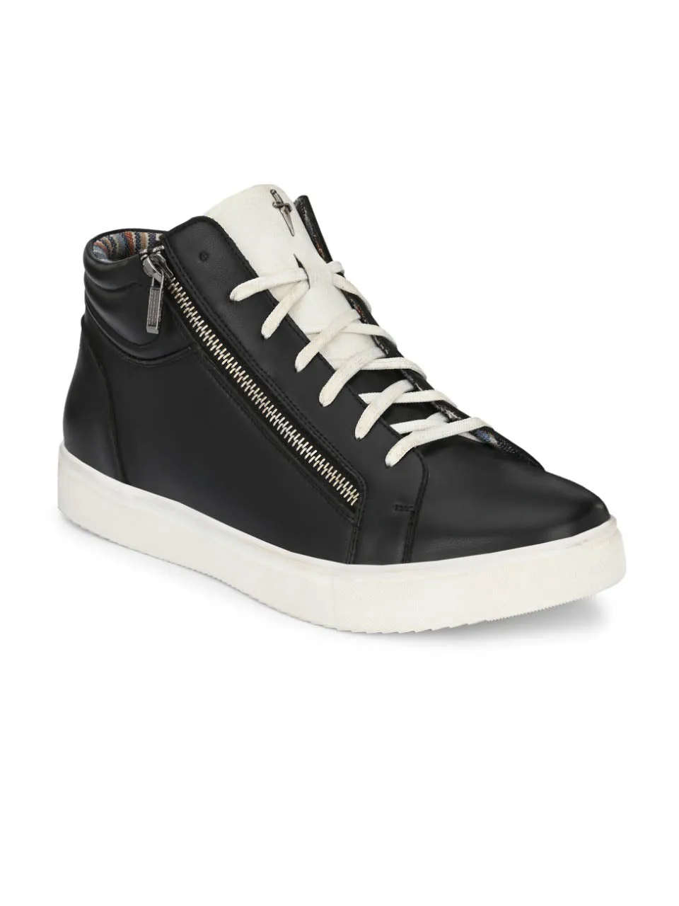 HITZSN_7 Men's Black Leather Casual Lace-Up Boots