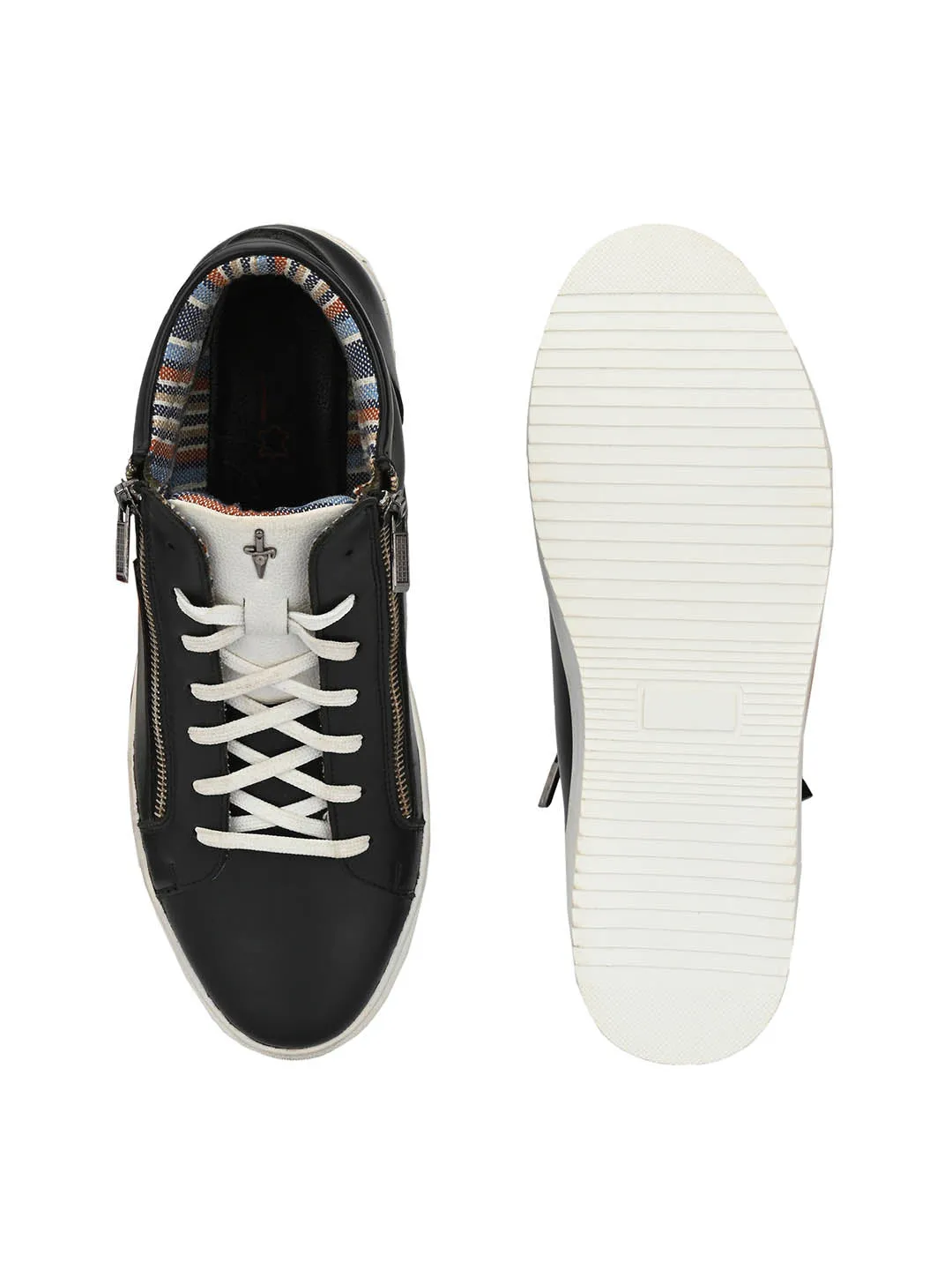 HITZSN_7 Men's Black Leather Casual Lace-Up Boots