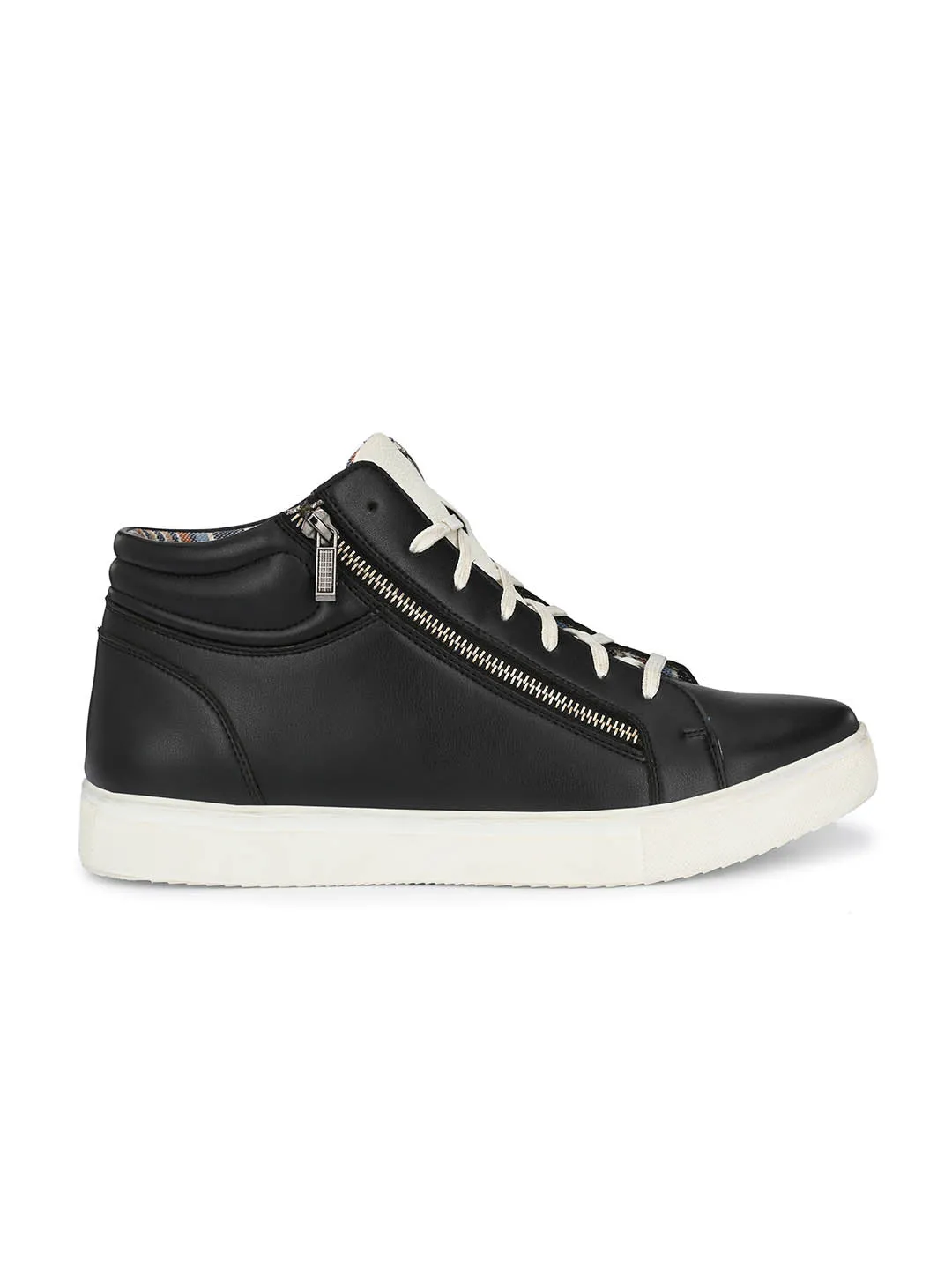 HITZSN_7 Men's Black Leather Casual Lace-Up Boots
