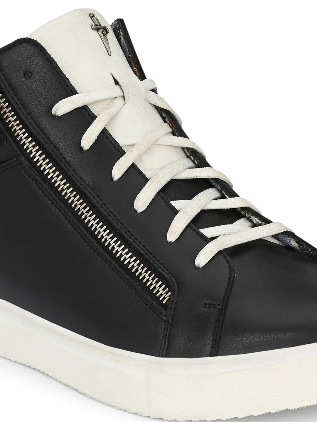 HITZSN_7 Men's Black Leather Casual Lace-Up Boots