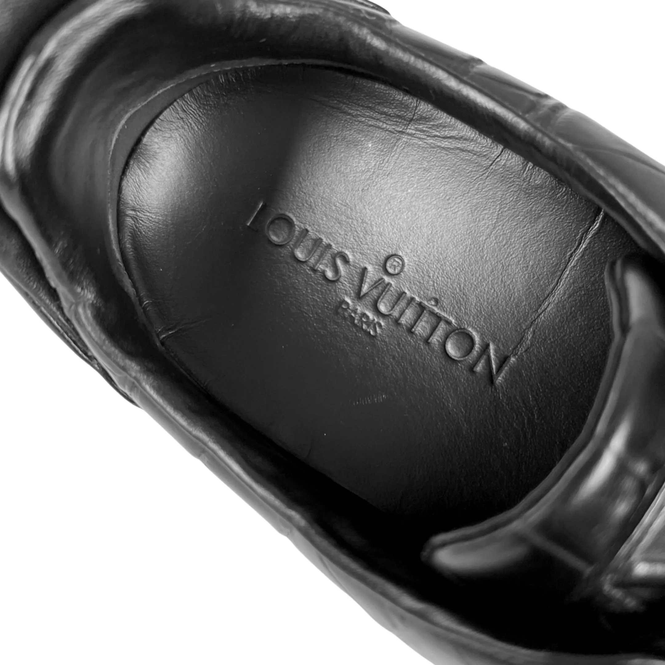 Louis Vuitton 2015 Men's Frontrow Black Croc Embossed Trainers