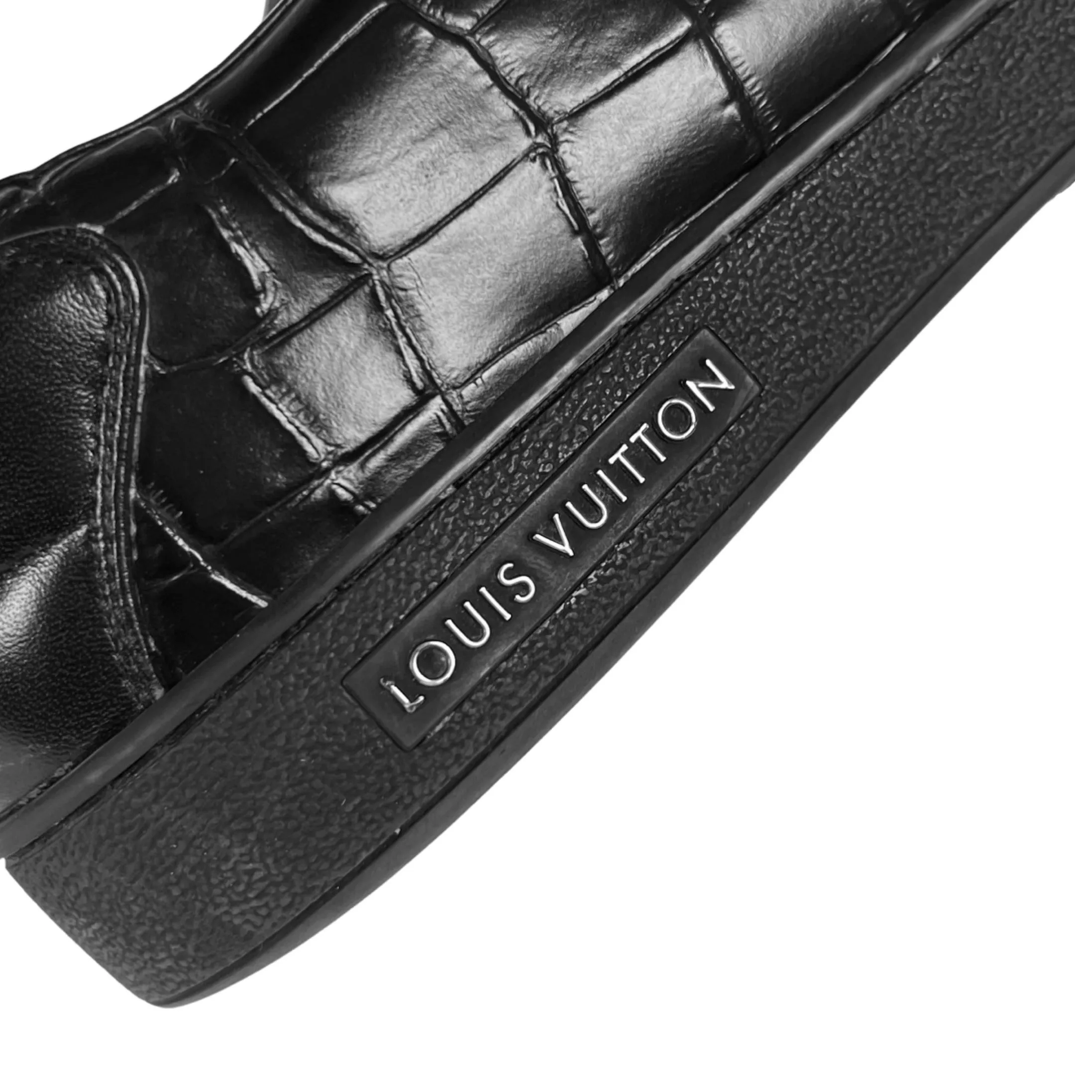 Louis Vuitton 2015 Men's Frontrow Black Croc Embossed Trainers