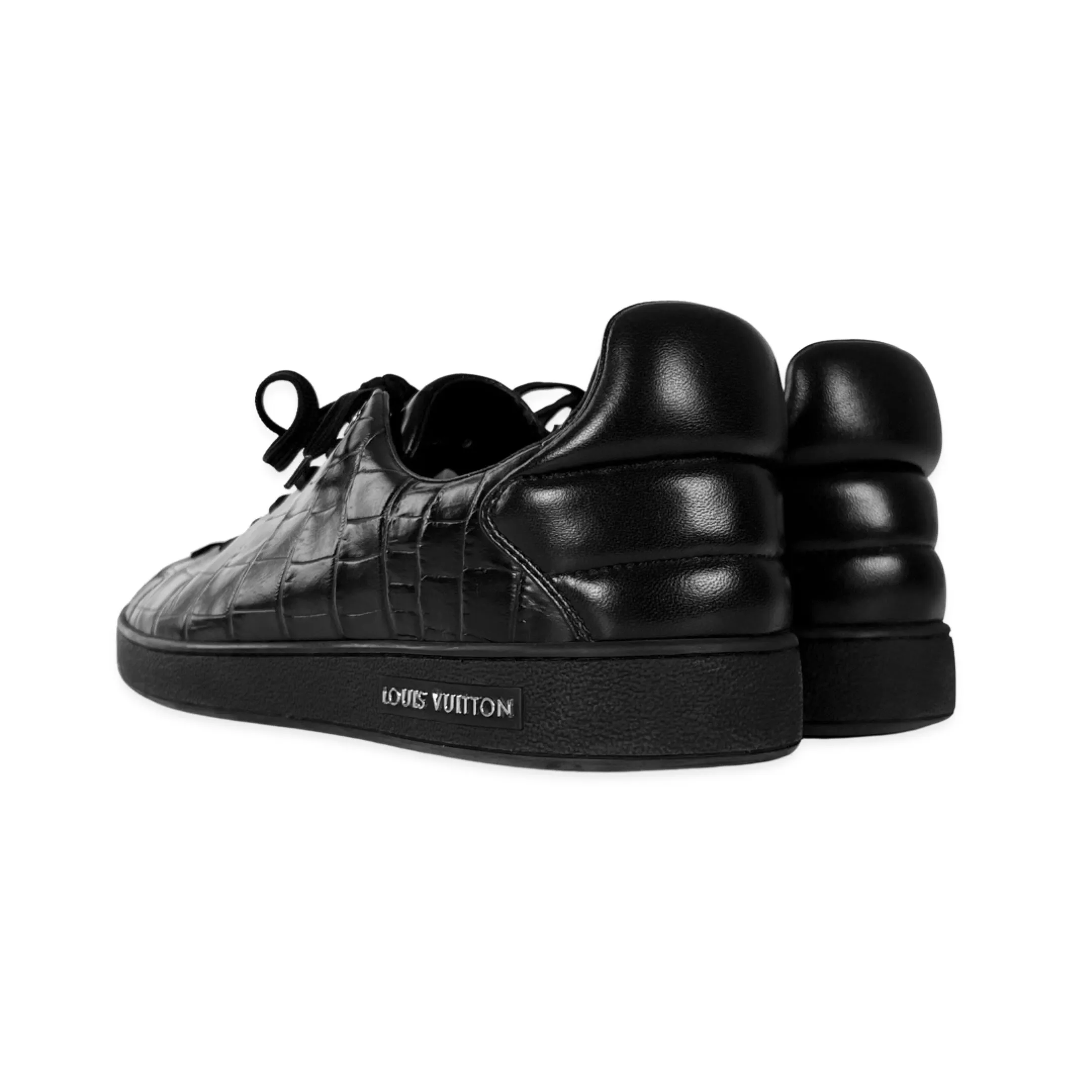 Louis Vuitton 2015 Men's Frontrow Black Croc Embossed Trainers