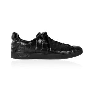 Louis Vuitton 2015 Men's Frontrow Black Croc Embossed Trainers