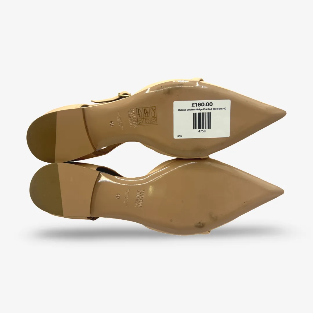 Malone Souliers Beige Pointed Toe Flats