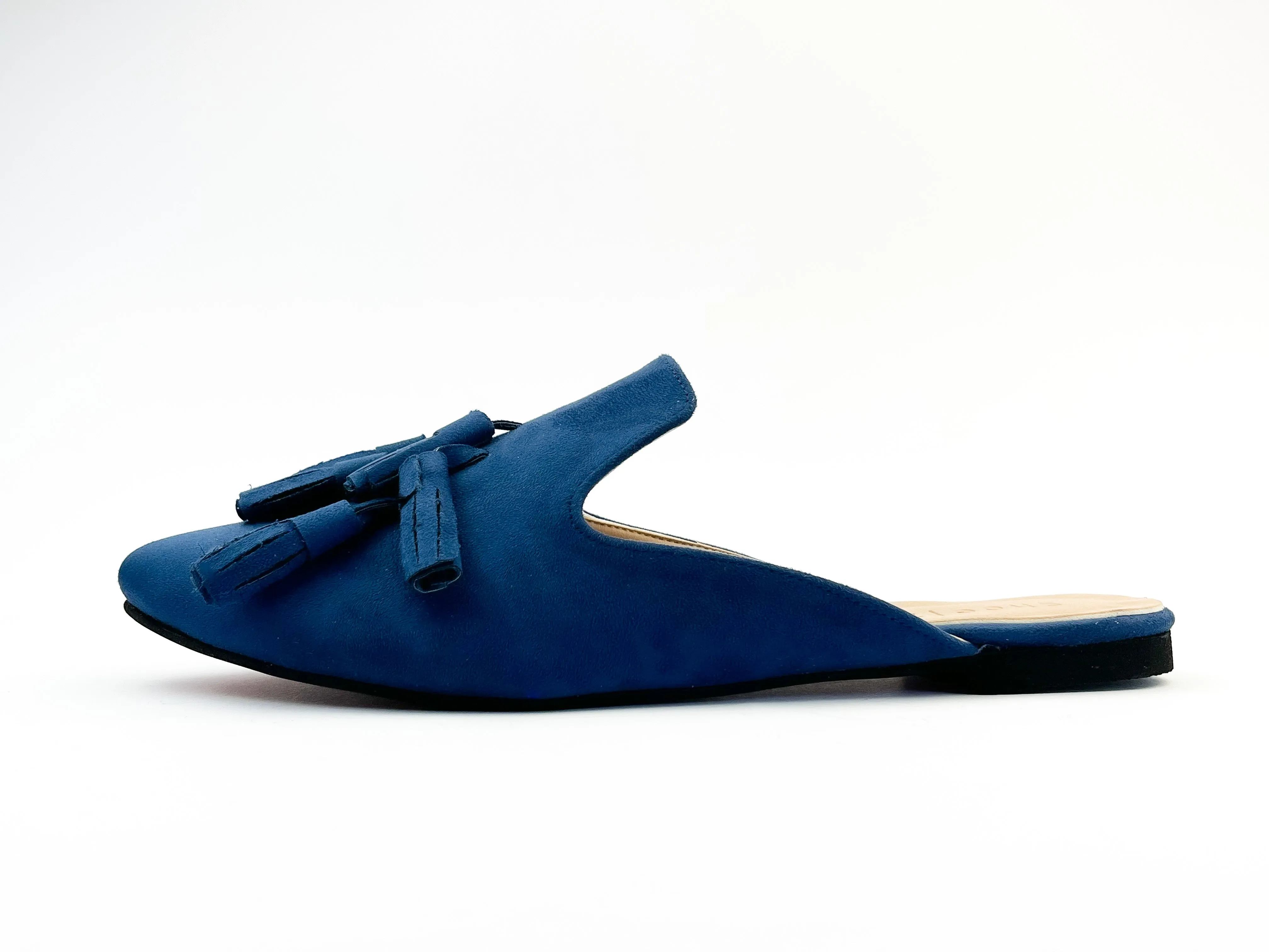 Navy Blue Tasseled Mules