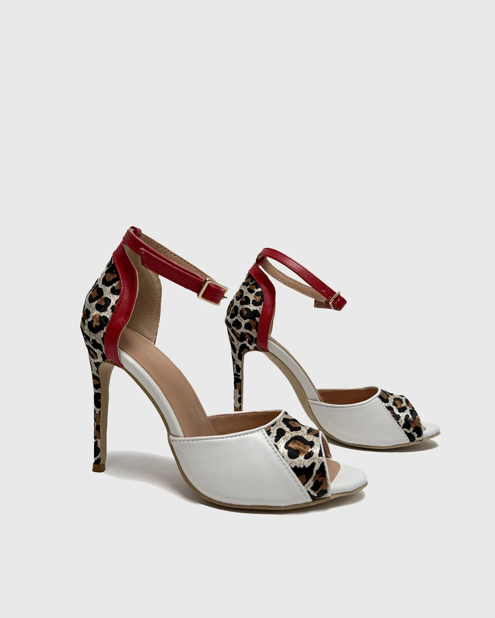 Sara Leopard Print Splicing Sandals In Multi