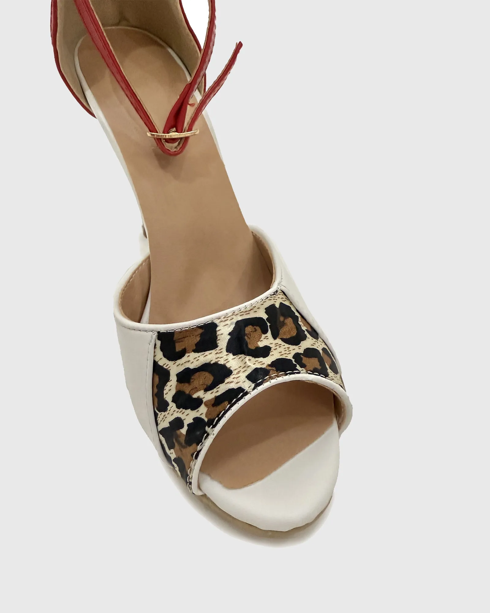 Sara Leopard Print Splicing Sandals In Multi