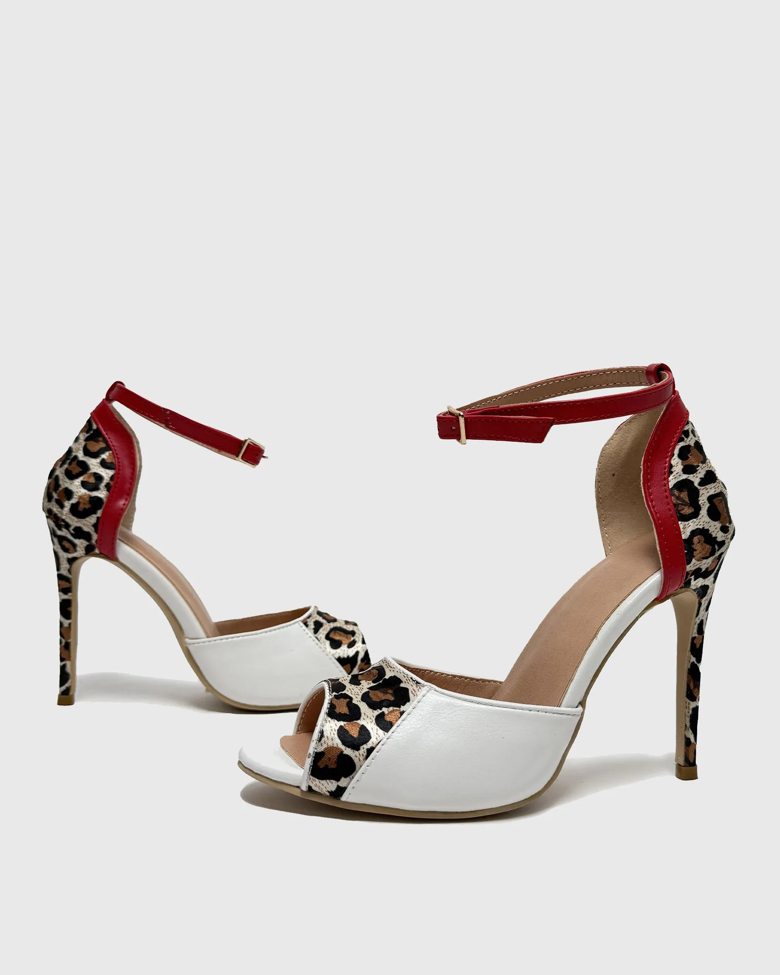 Sara Leopard Print Splicing Sandals In Multi