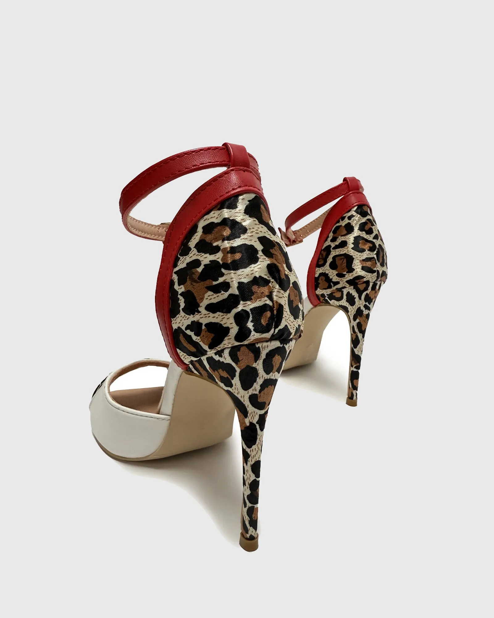 Sara Leopard Print Splicing Sandals In Multi
