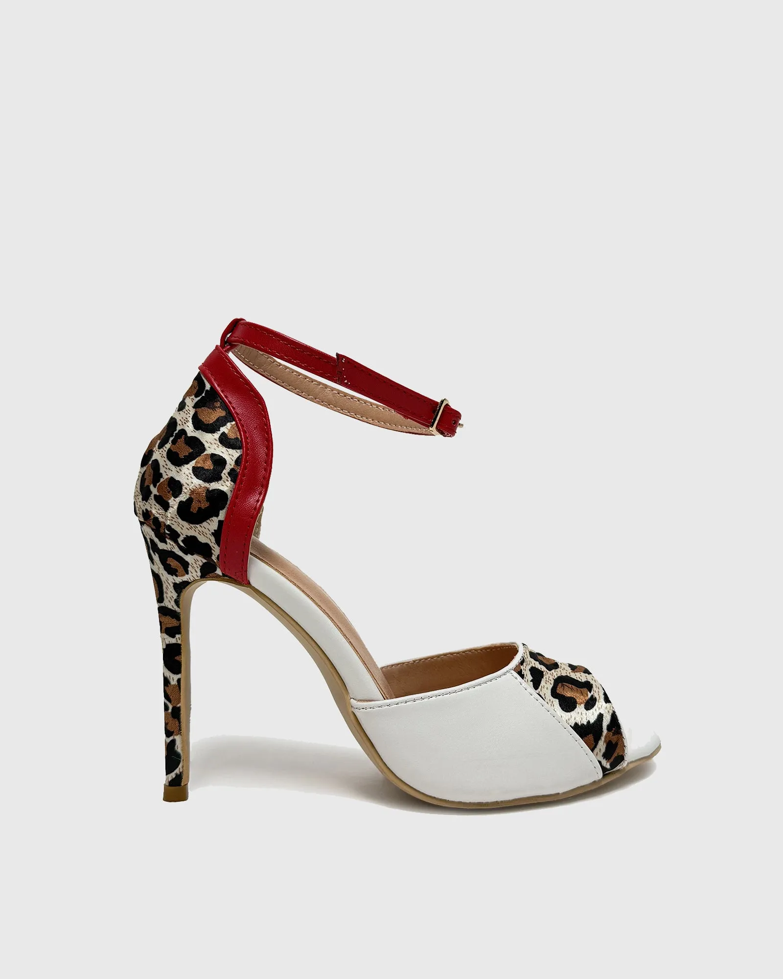 Sara Leopard Print Splicing Sandals In Multi