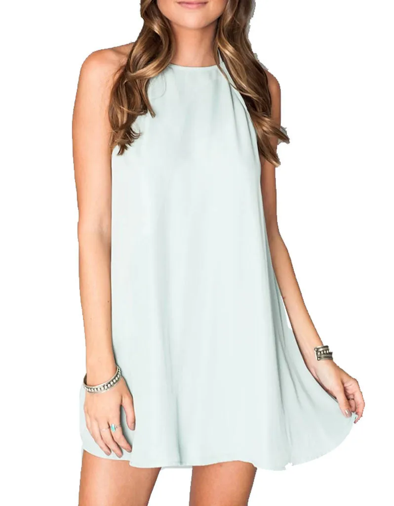 Show Me Your Mumu Katy Halter Dress in Sea Mist Crisp