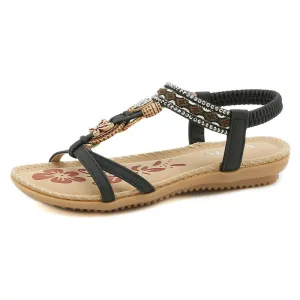 SIKETU | Open Toe Beaded Slingback Flat Sandals