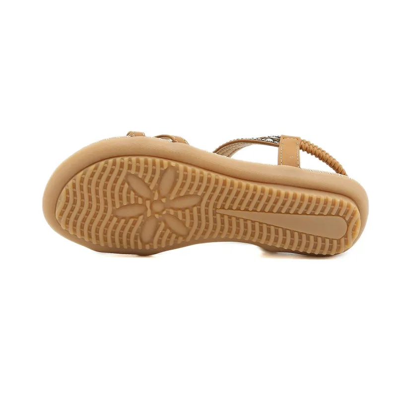 SIKETU | Open Toe Beaded Slingback Flat Sandals