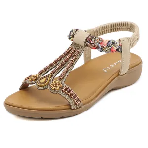 SIKETU | Sparkly Beaded Rhinestone Low Heel Wedges