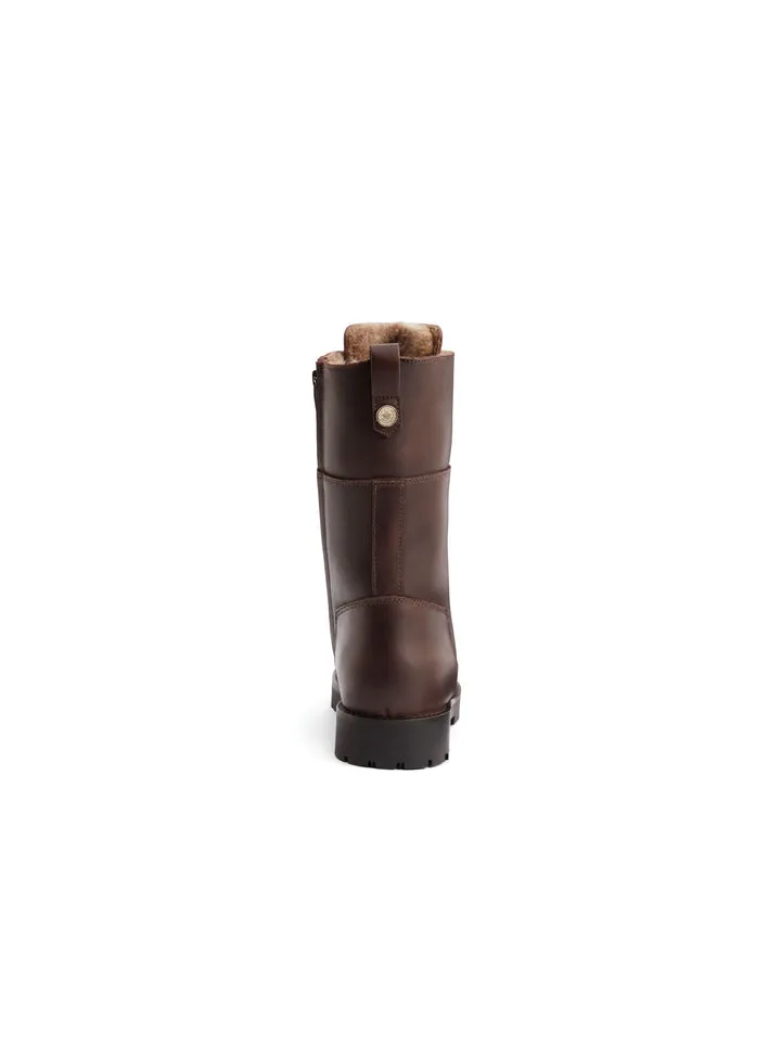 The Anglesey Shearling Lined Combat Boot - Mahogany Leather