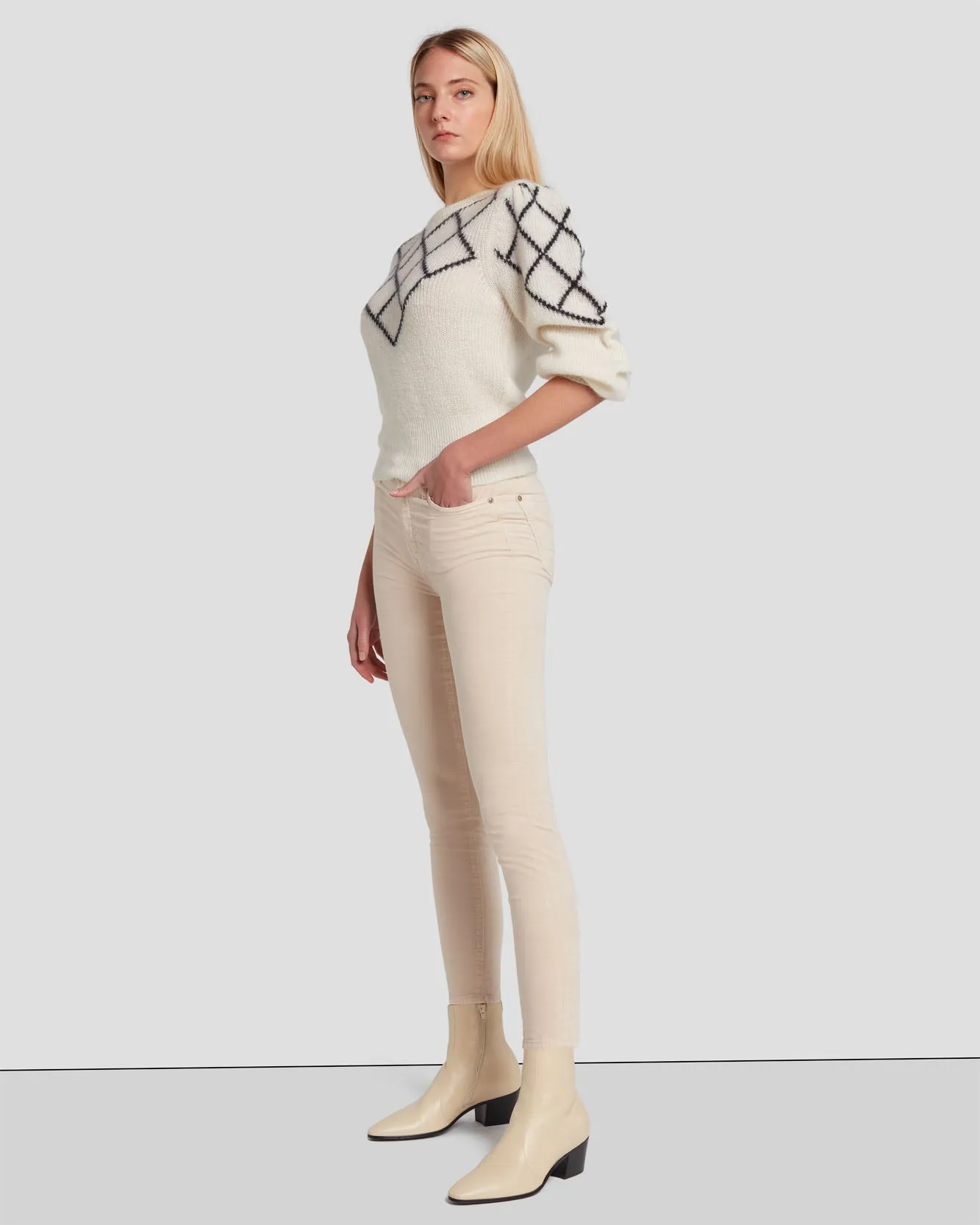 Velvet High Waist Ankle Skinny in Tapioca