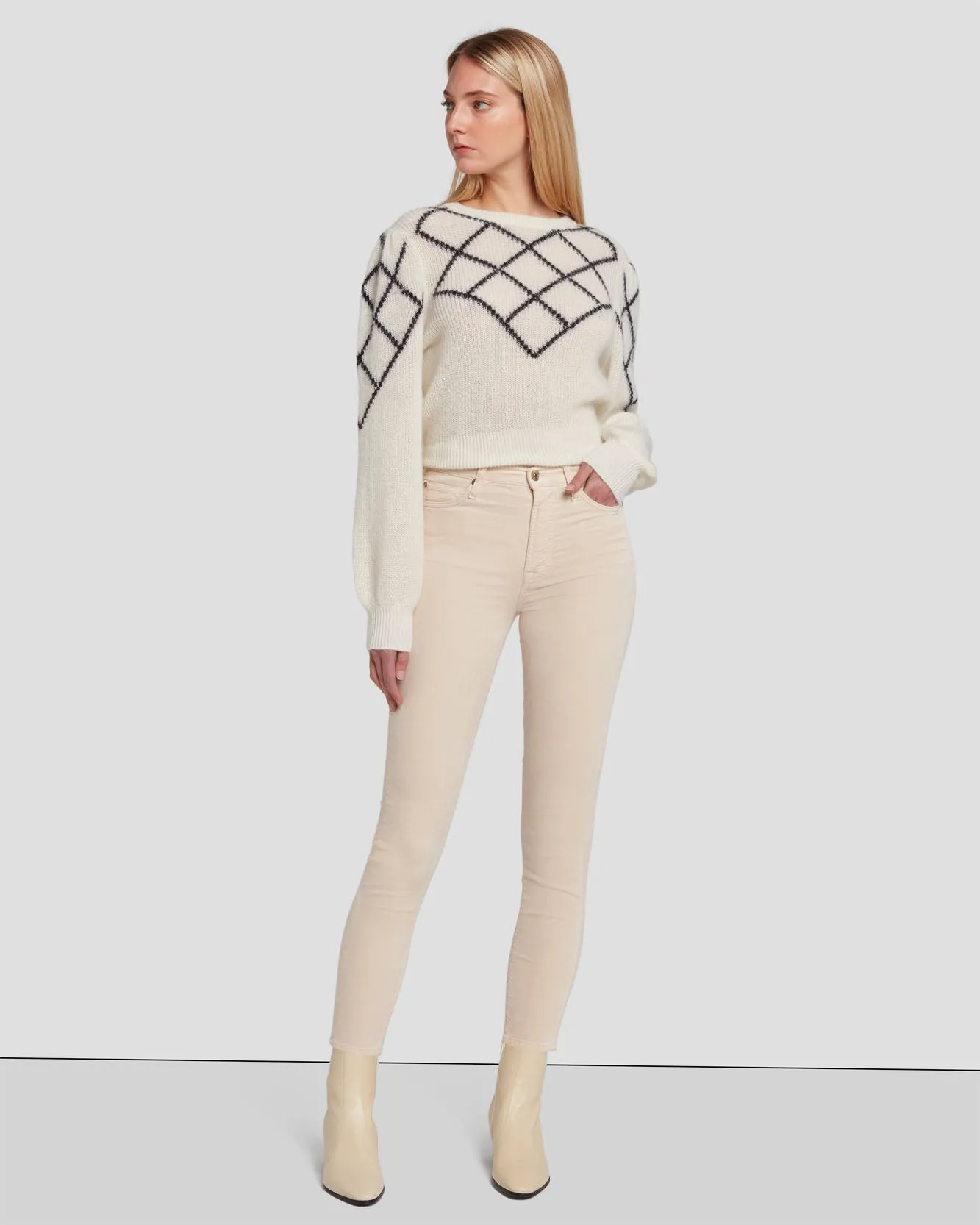 Velvet High Waist Ankle Skinny in Tapioca