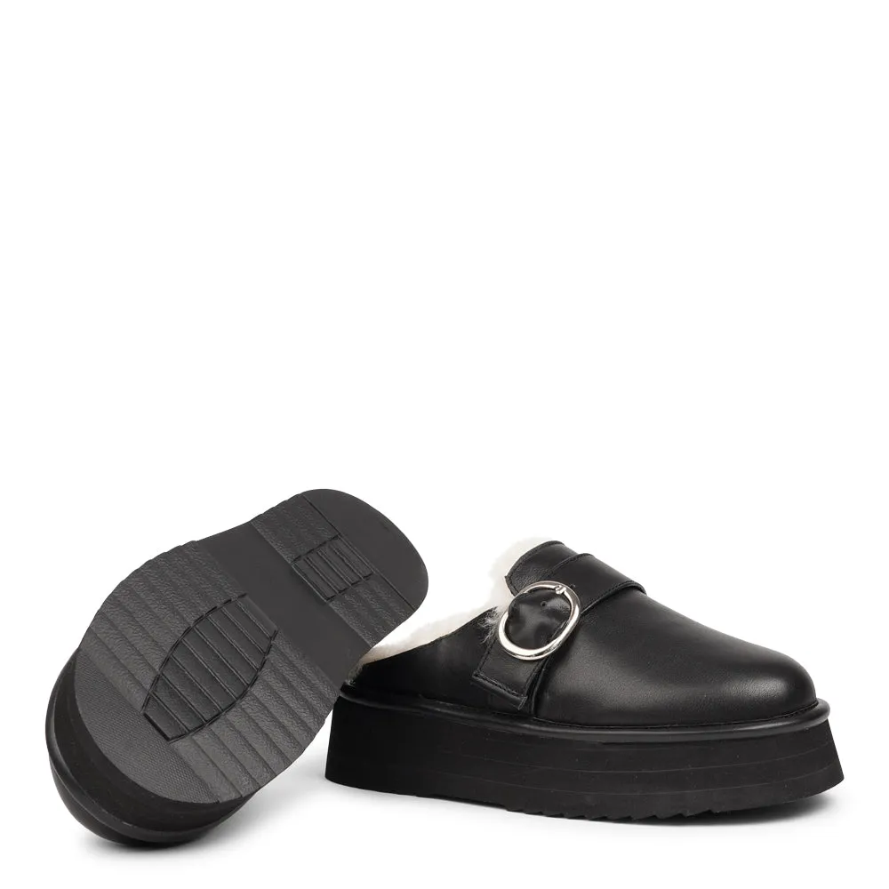 Viso - Leather Mules with shearling