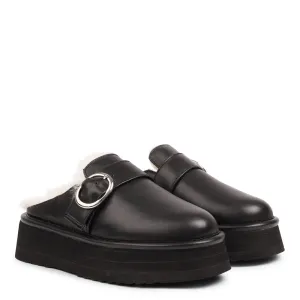 Viso - Leather Mules with shearling