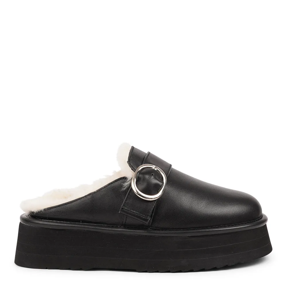 Viso - Leather Mules with shearling