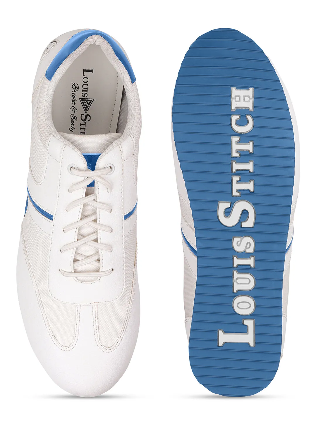 White and Blue Sneakers For Men